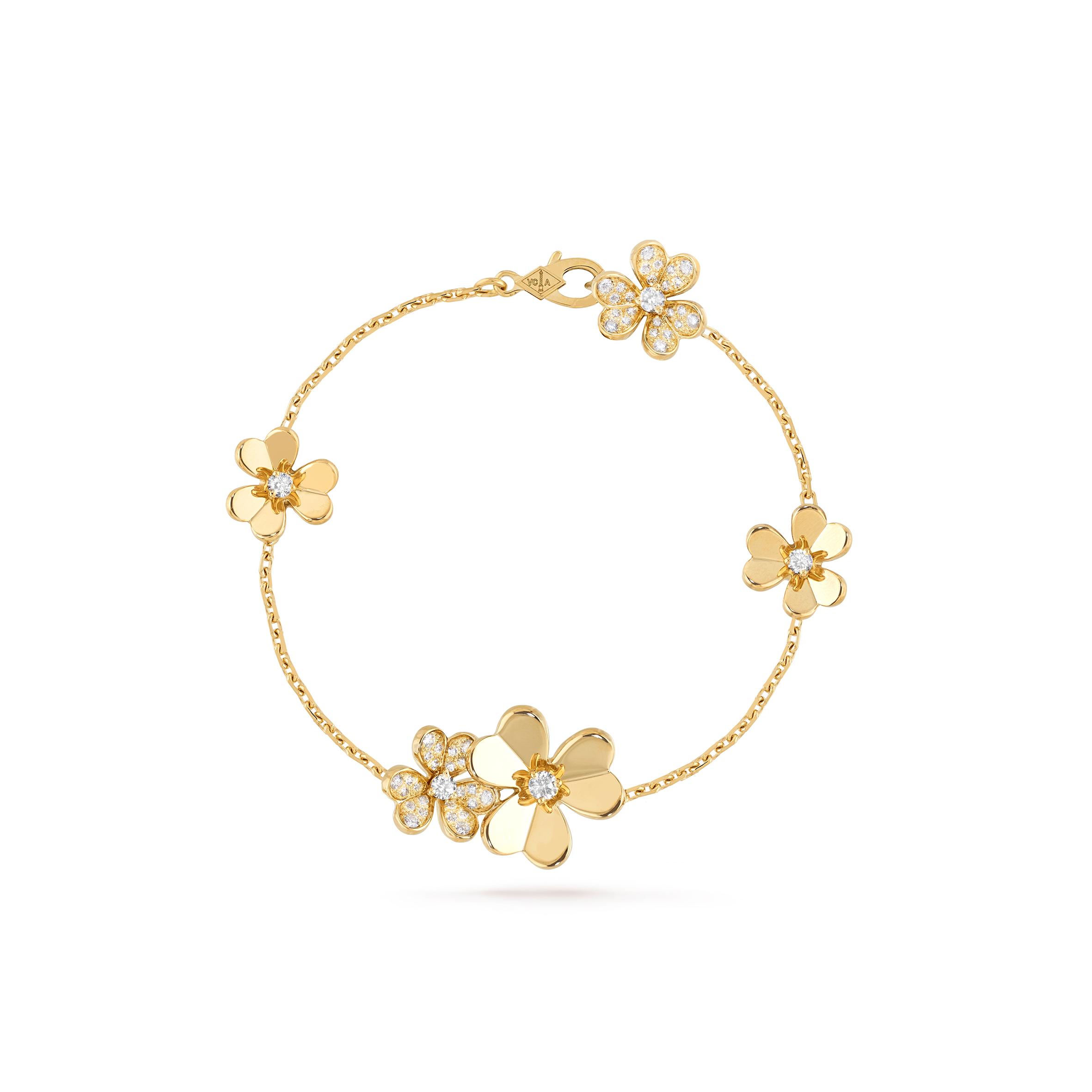 v*n cl*f arpels frivole bracelet, 5 flowers - yellow gold, Di*m*nd  vcarp3w400